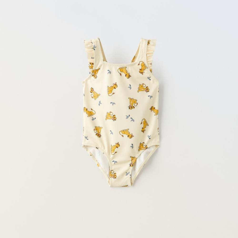 NWT Zara 6-12m Disney Lion King Simba one piece swimsuit with ruffles